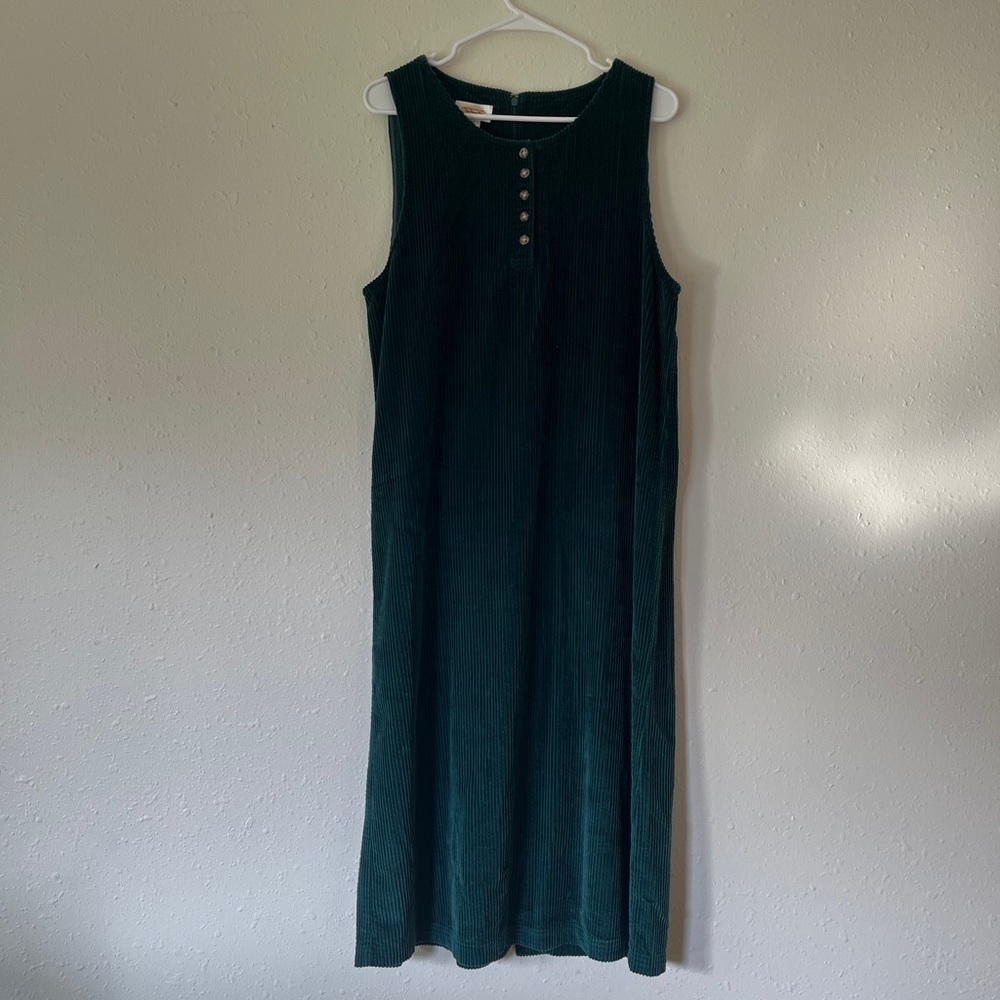 Talbots Vintage Forest Green Corduroy Sleeveless Midi Dress- Size 12​